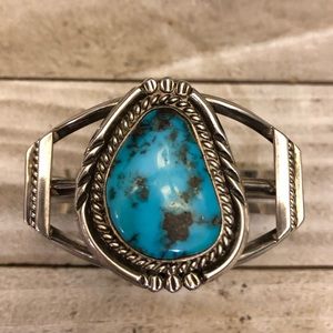 Vintage Navajo turquoise sterling cuff bracelet